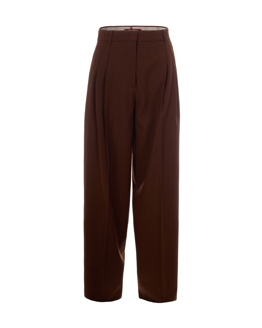 Brown Tailored Pleated Pants 1