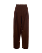 Brown Tailored Pleated Pants 1