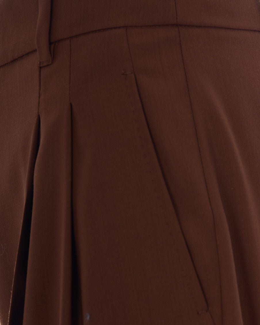 Brown Tailored Pleated Pants 3