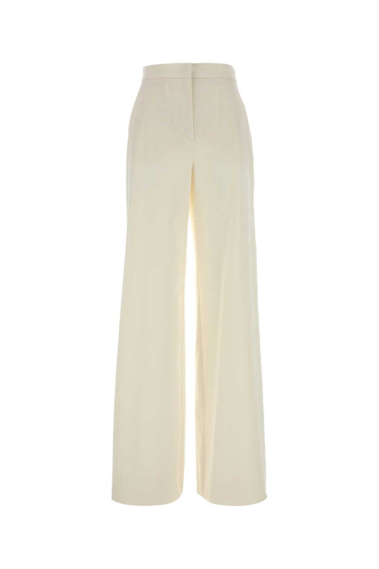 Off White Loose Flat Front Pants 1