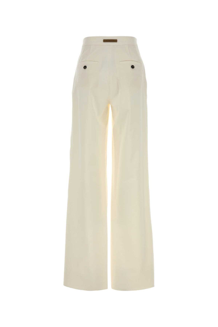Off White Loose Flat Front Pants 2