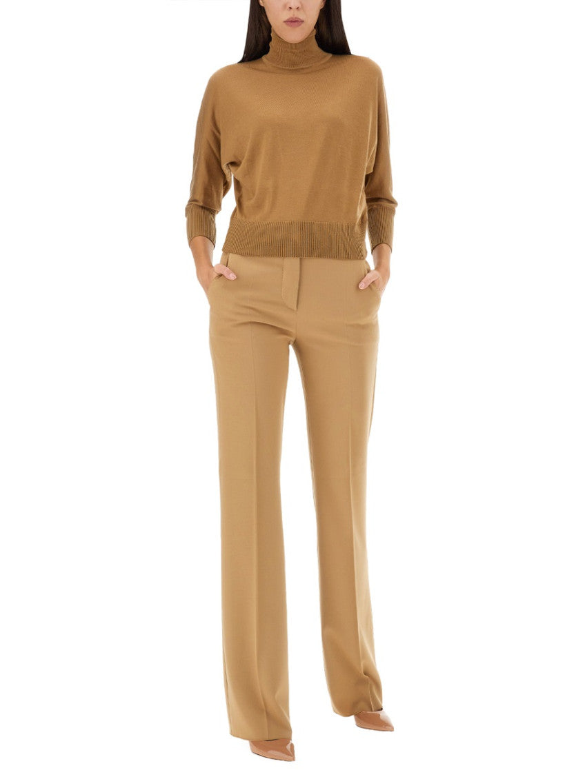 Beige Straight Flat Front Pants 3