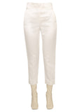 White Tapered Flat Front Pants 1