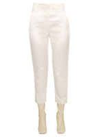White Tapered Flat Front Pants 1