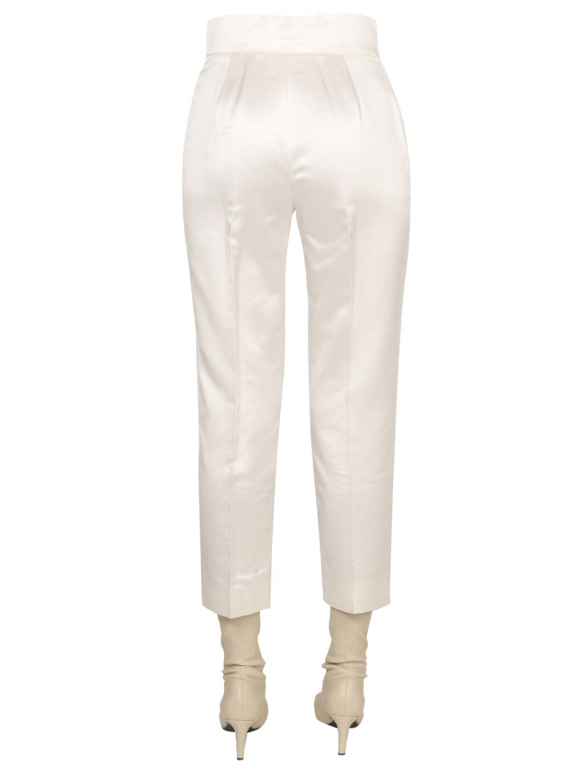 White Tapered Flat Front Pants 2