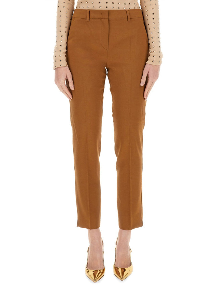 Brown Tailored Flat Front Pants 1