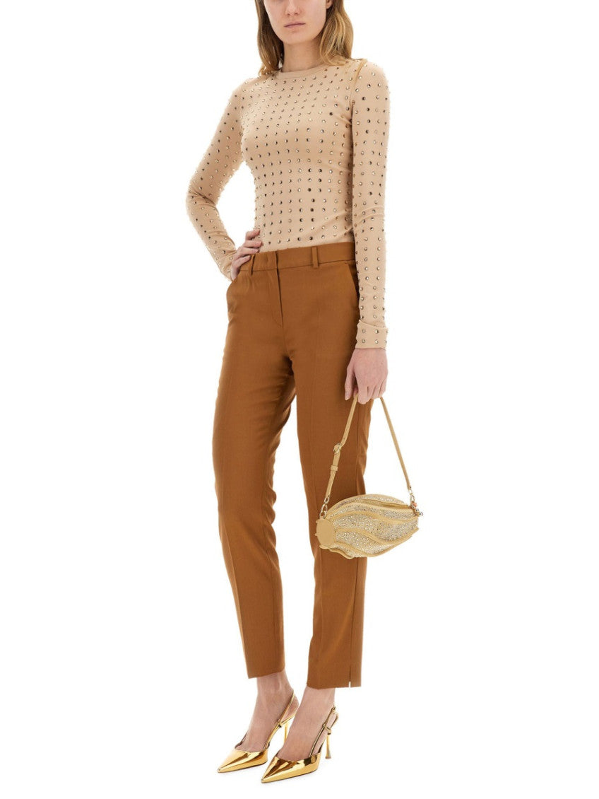 Brown Tailored Flat Front Pants 3