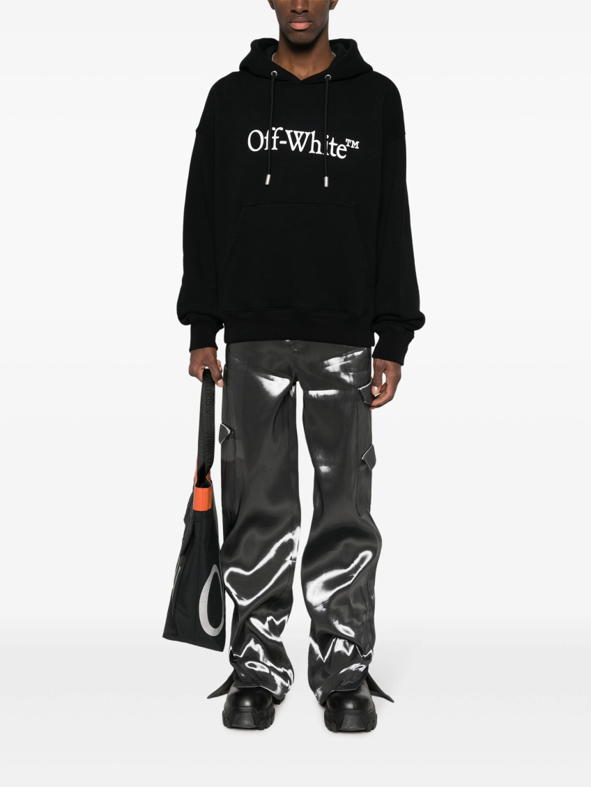 BlackWhite Logo Print Hoodie 2