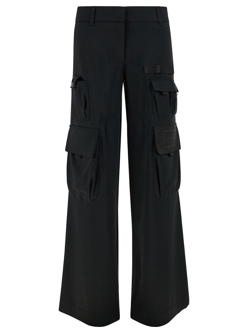 Black Embroidered Logo Cargo Pant 1
