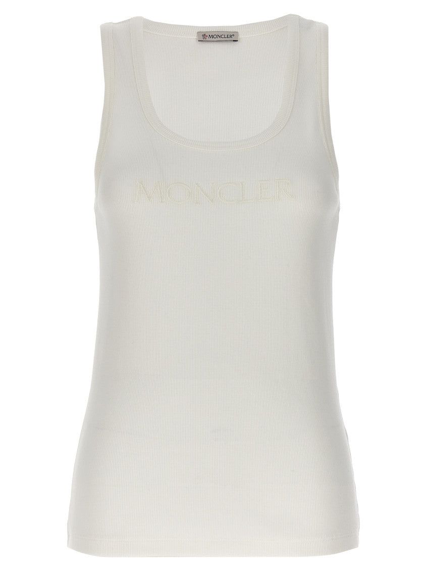 White logo-embroidered tank top 1
