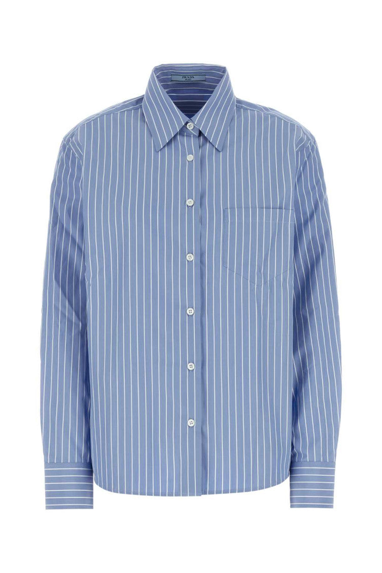 Light Blue Printed Poplin Shirt 1