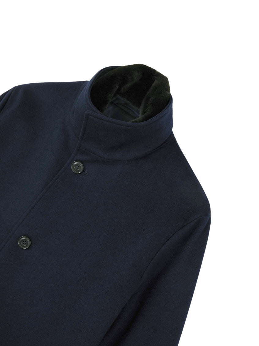 Navy Blue High-neck Coat 3