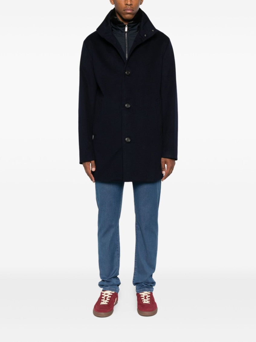 Navy Blue High-neck Coat 5