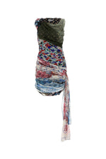 Multicolor Silk Scarves Draped Dress 1