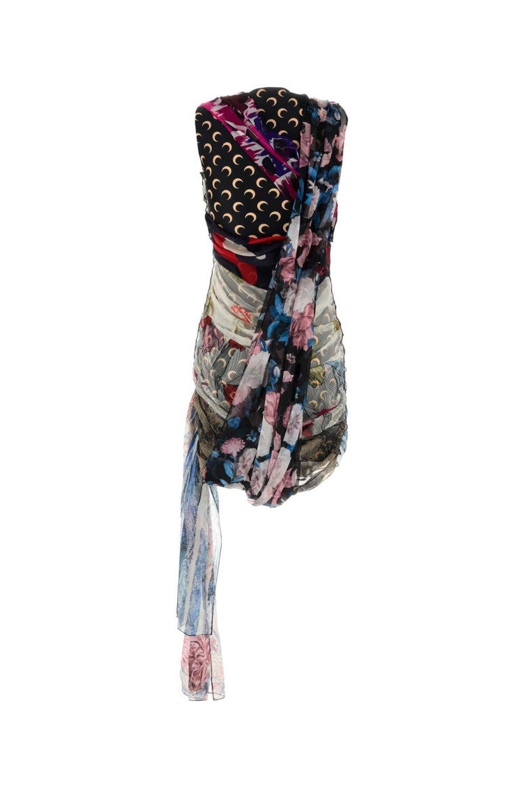Multicolor Silk Scarves Draped Dress 2