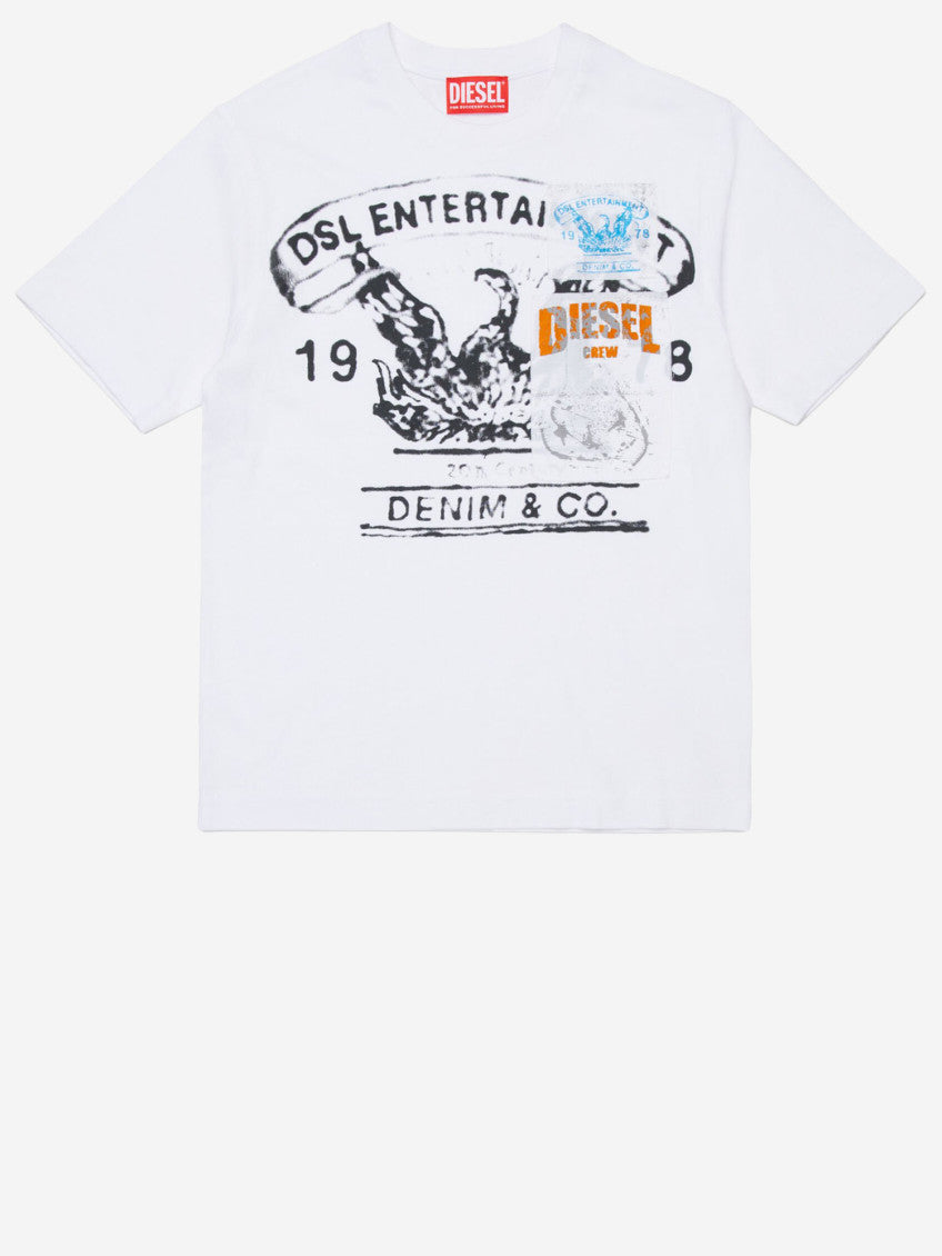 Boys White Printed T-Shirt 1
