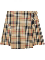 Beige Check Motif Wool Skirt 1