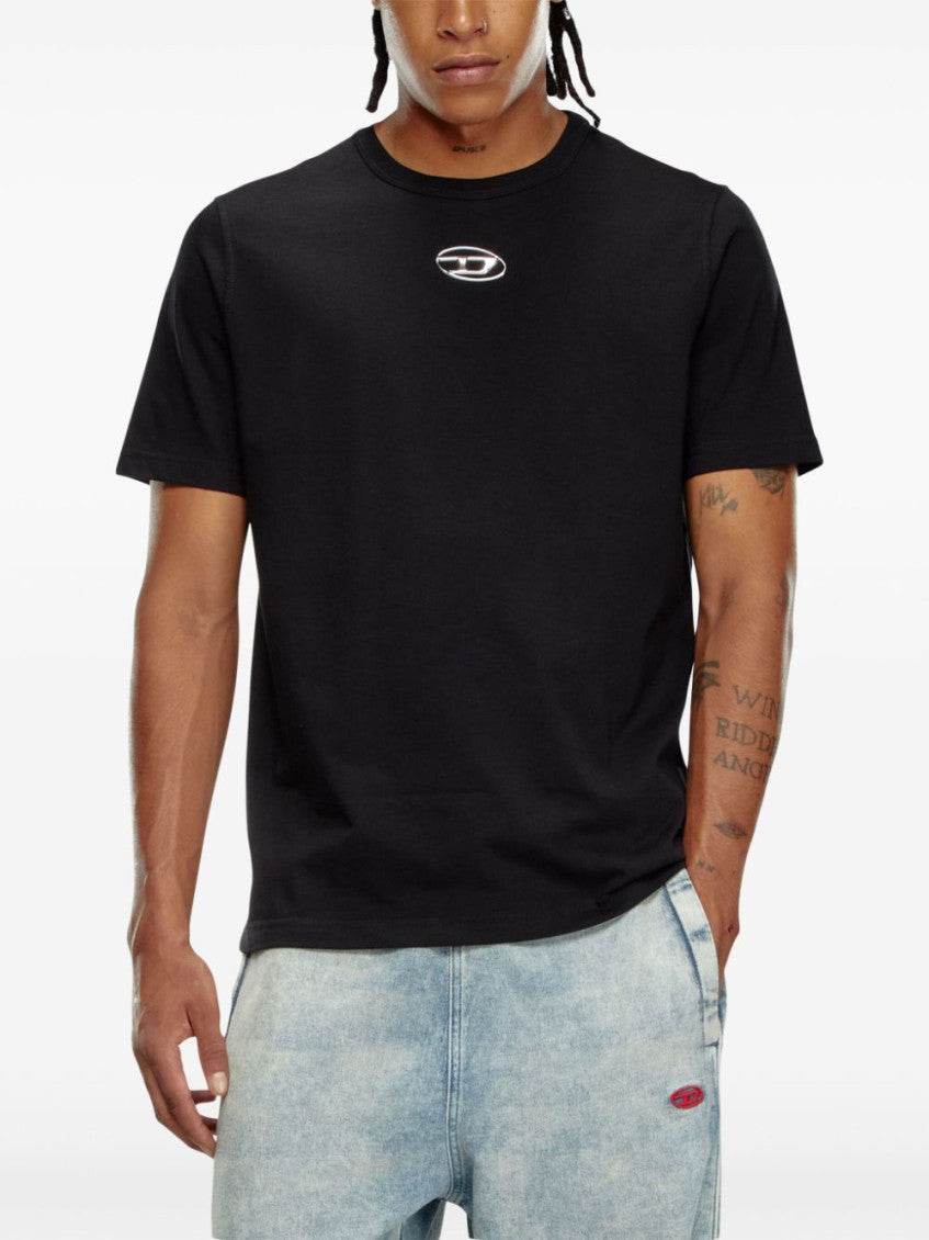 Black Round Neck Logo Plaque T-Shirt 4