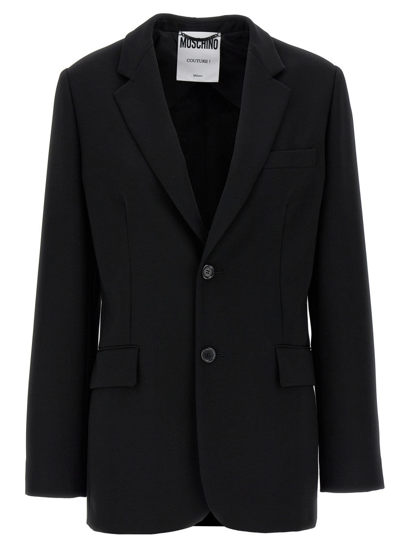 Black Single-breasted martingale blazer 1