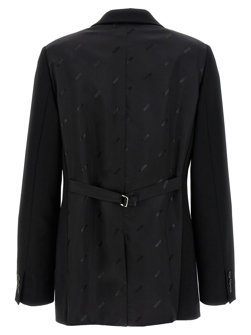 Black Single-breasted martingale blazer 2