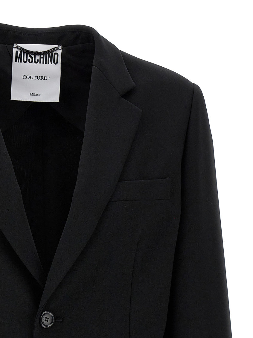 Black Single-breasted martingale blazer 3