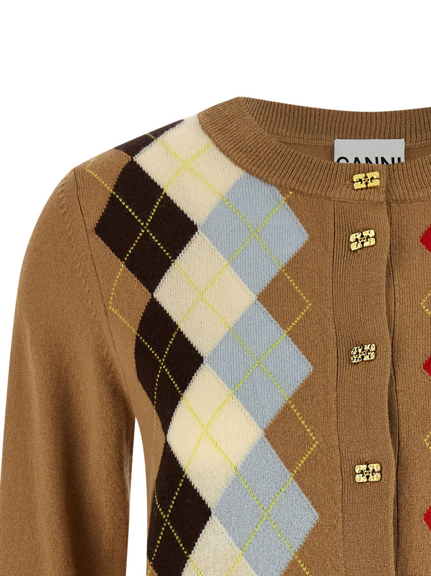 Beige Diamond-shaped cardigan 3