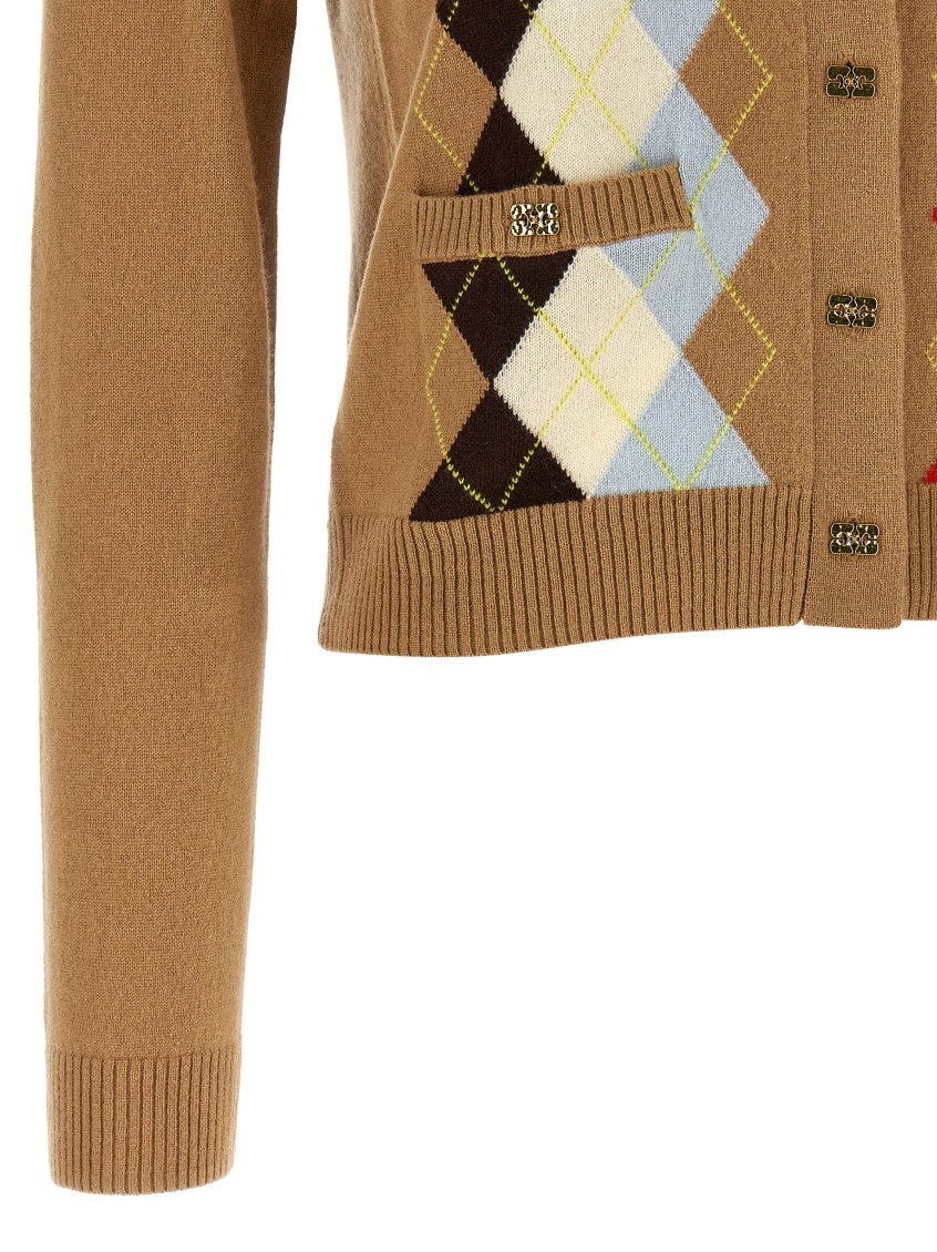 Beige Diamond-shaped cardigan 4