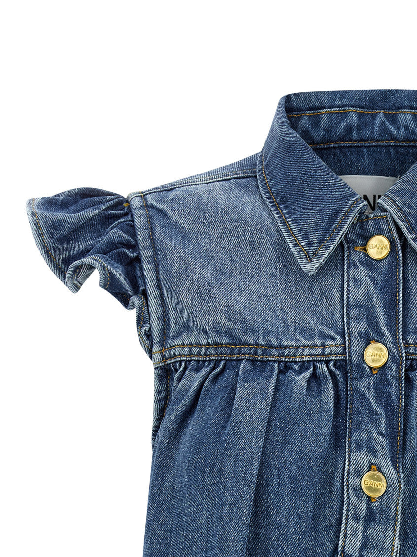 Blue 'Denim Ruffle' top 3