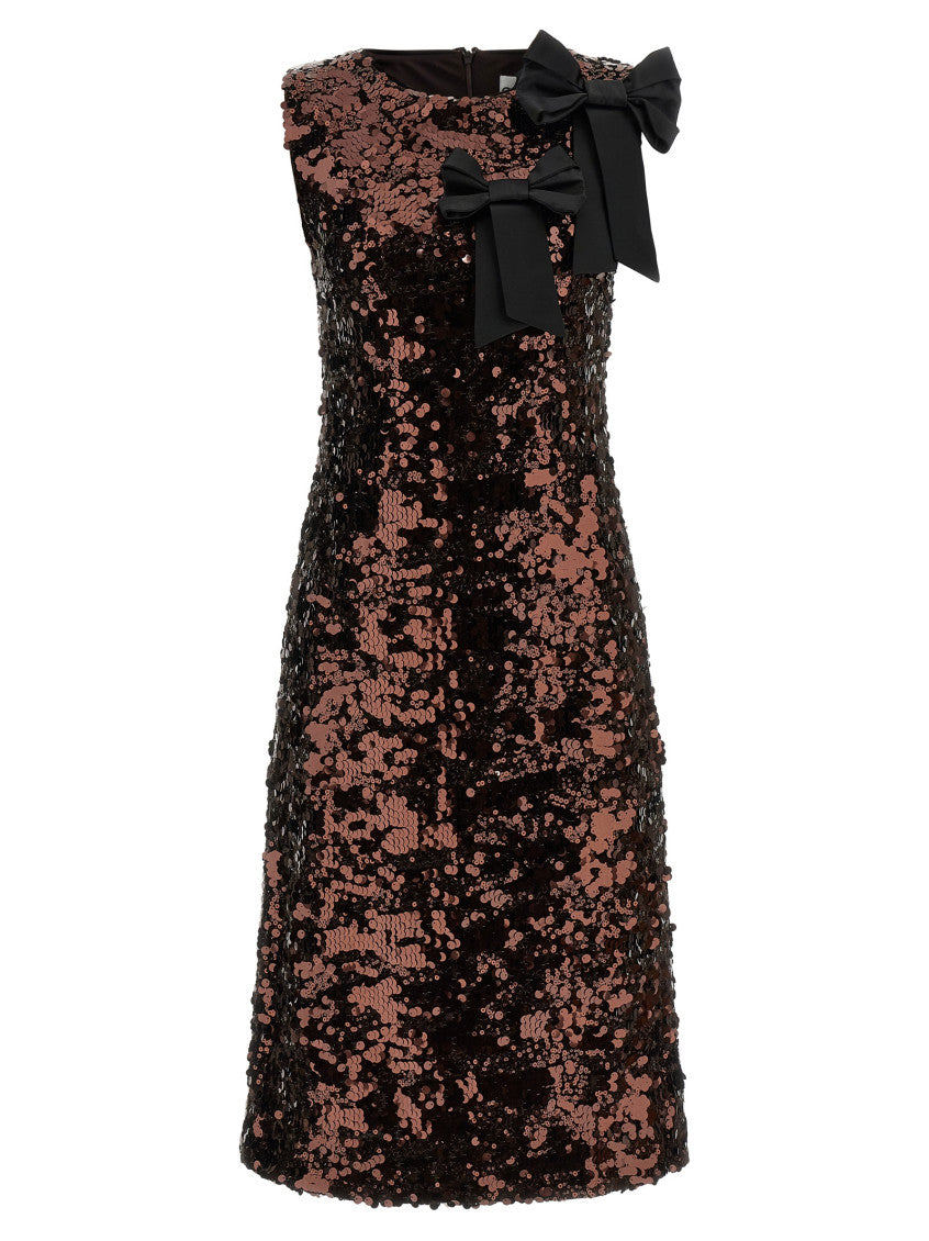 Brown 'Velvet Sequins Straight Midi' dress 1