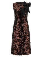 Brown 'Velvet Sequins Straight Midi' dress 1