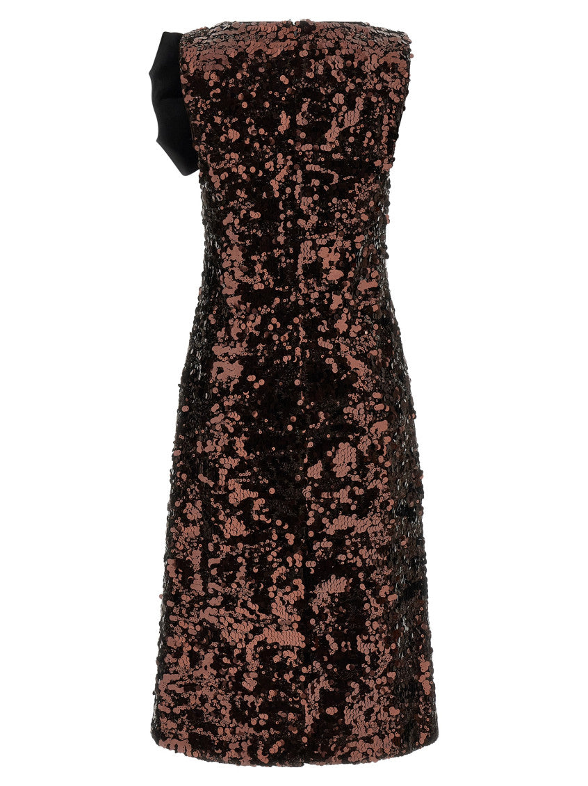 Brown 'Velvet Sequins Straight Midi' dress 2