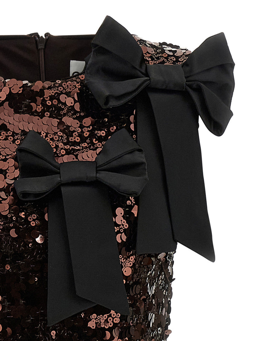 Brown 'Velvet Sequins Straight Midi' dress 3