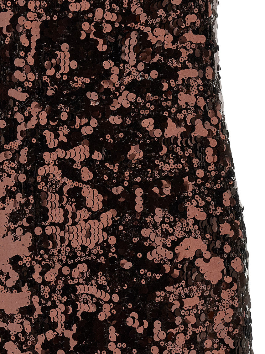 Brown 'Velvet Sequins Straight Midi' dress 4