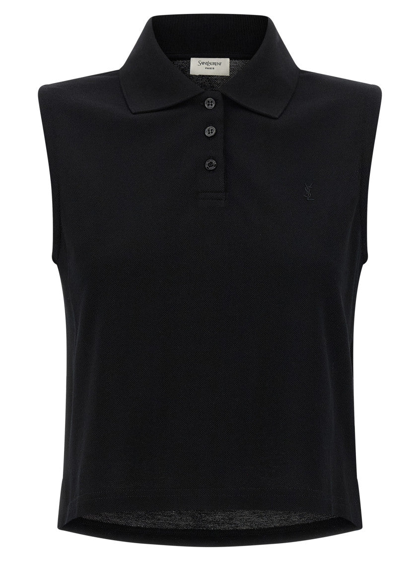 Black 'Cassandre' embroidered polo shirt 1