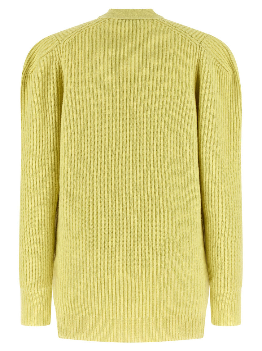 Yellow Thick knit cardigan 2