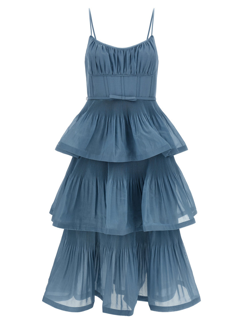 Blue 'Pleated Tiered Midi' Dress 1