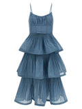 Blue 'Pleated Tiered Midi' Dress 1