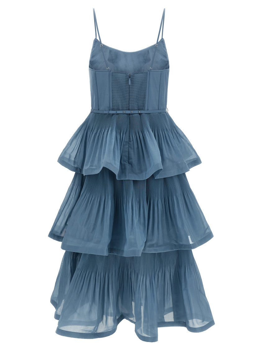 Blue 'Pleated Tiered Midi' Dress 2