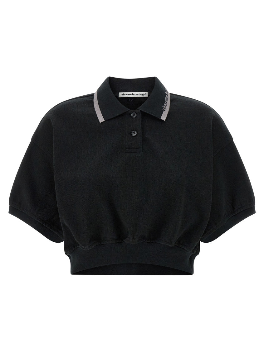 Black Intarsia collar polo shirt 1