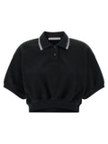 Black Intarsia collar polo shirt 1