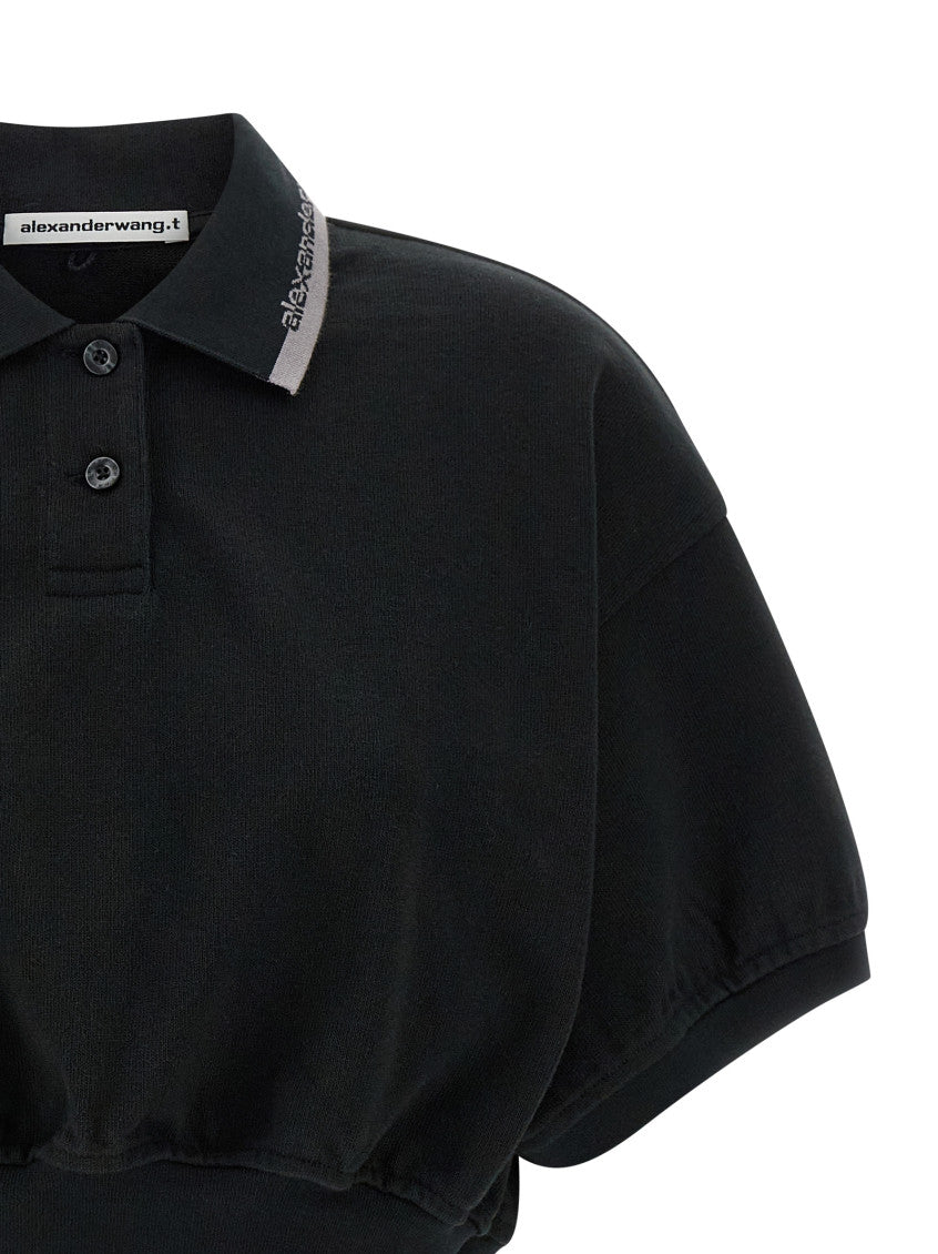 Black Intarsia collar polo shirt 3