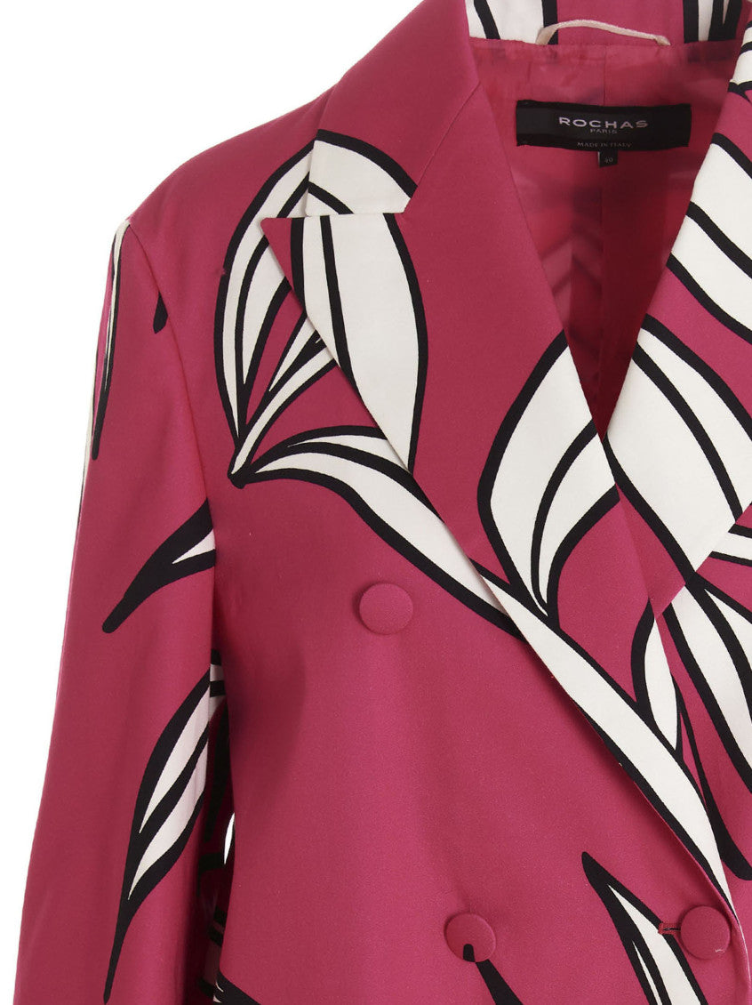 Fuchsia Floral Print Blazer Jacket 3