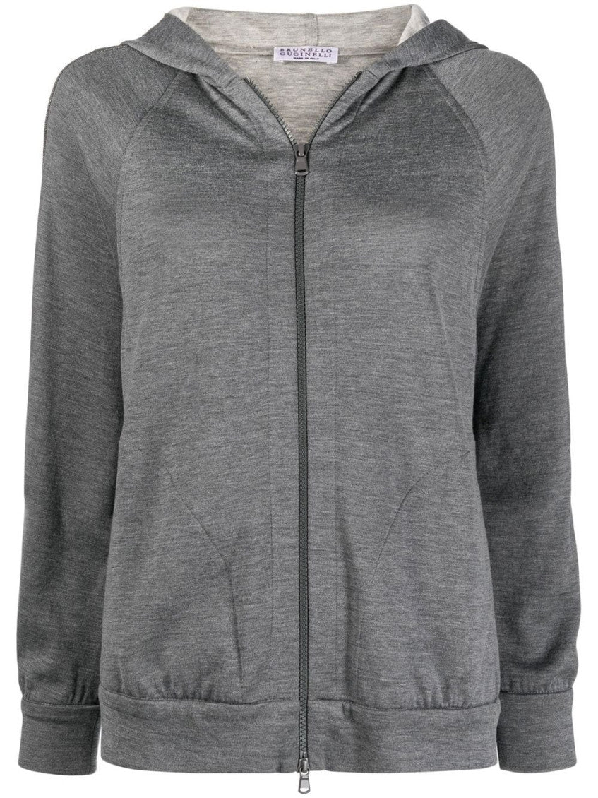 Grey Cotton Blend Zip Hoodie 1