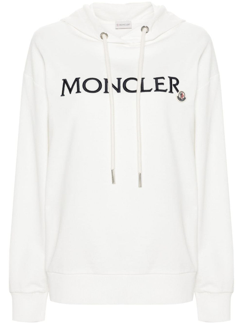 White Logo Cotton Hoodie 1