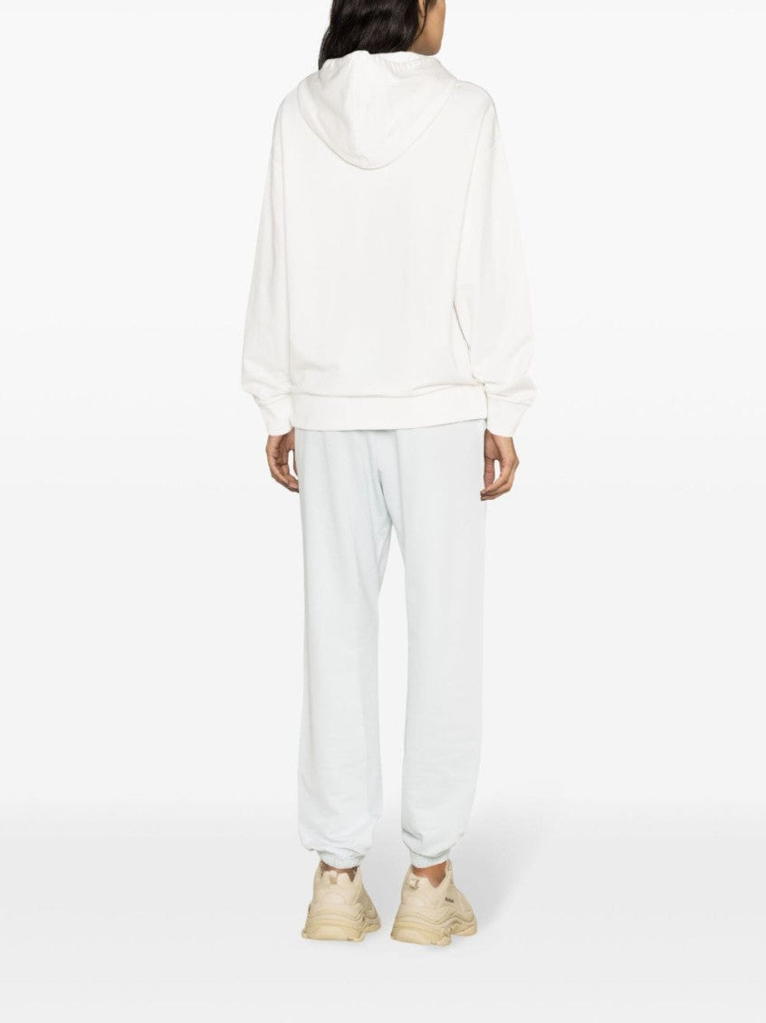 White Logo Cotton Hoodie 4