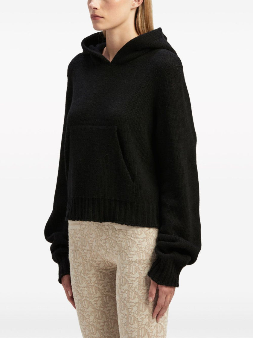 Black Logo Wool Blend Hoodie 4