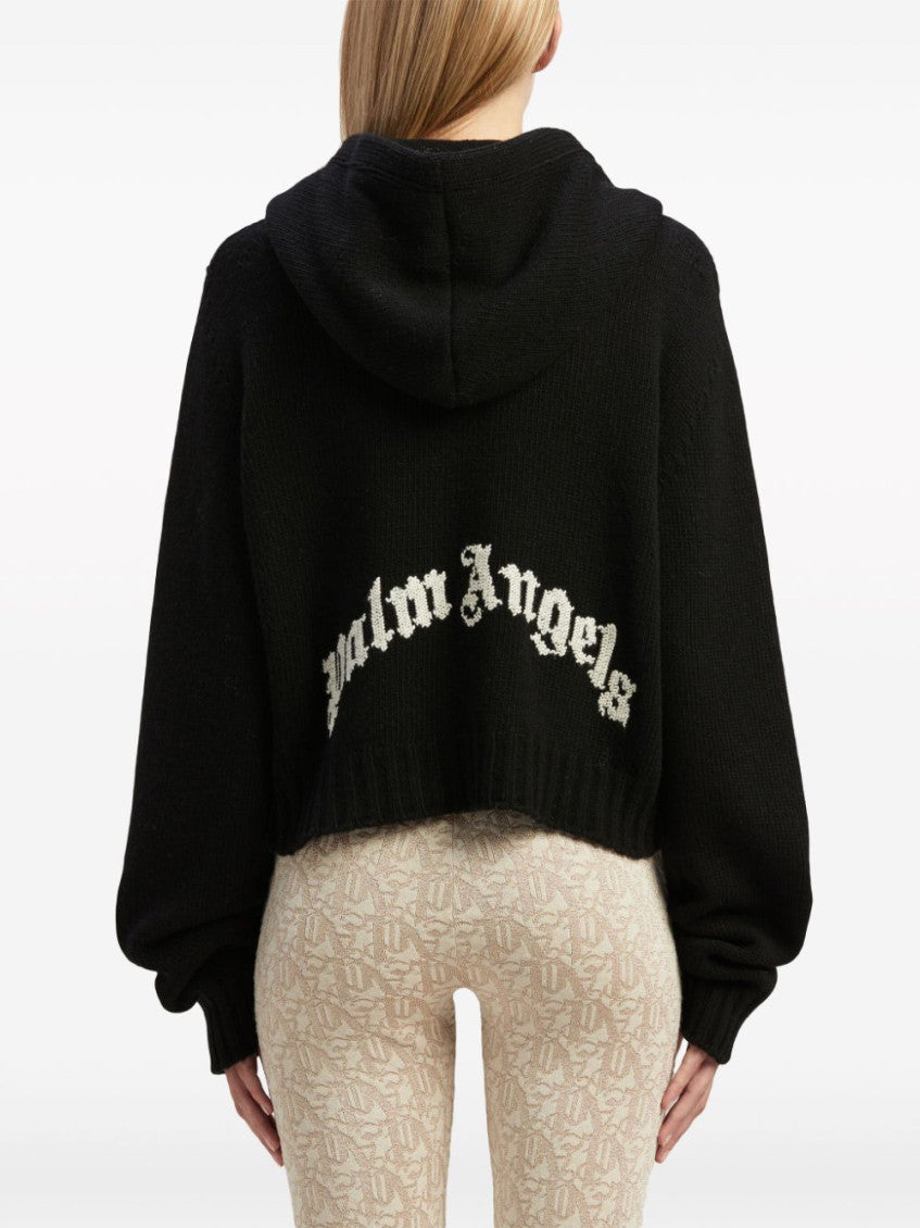 Black Logo Wool Blend Hoodie 5