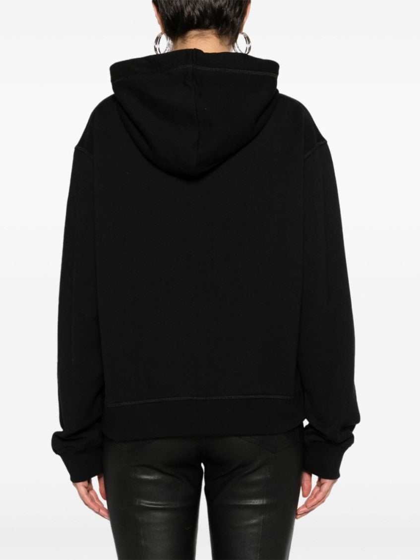 Black Logo Cotton Hoodie 3