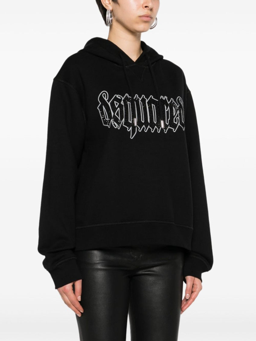 Black Logo Cotton Hoodie 4