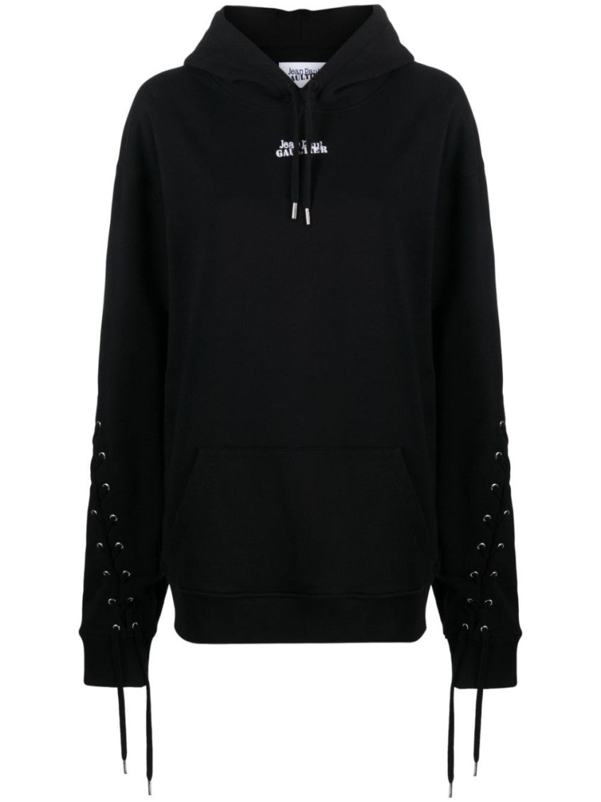 Black Logo Cotton Hoodie 1